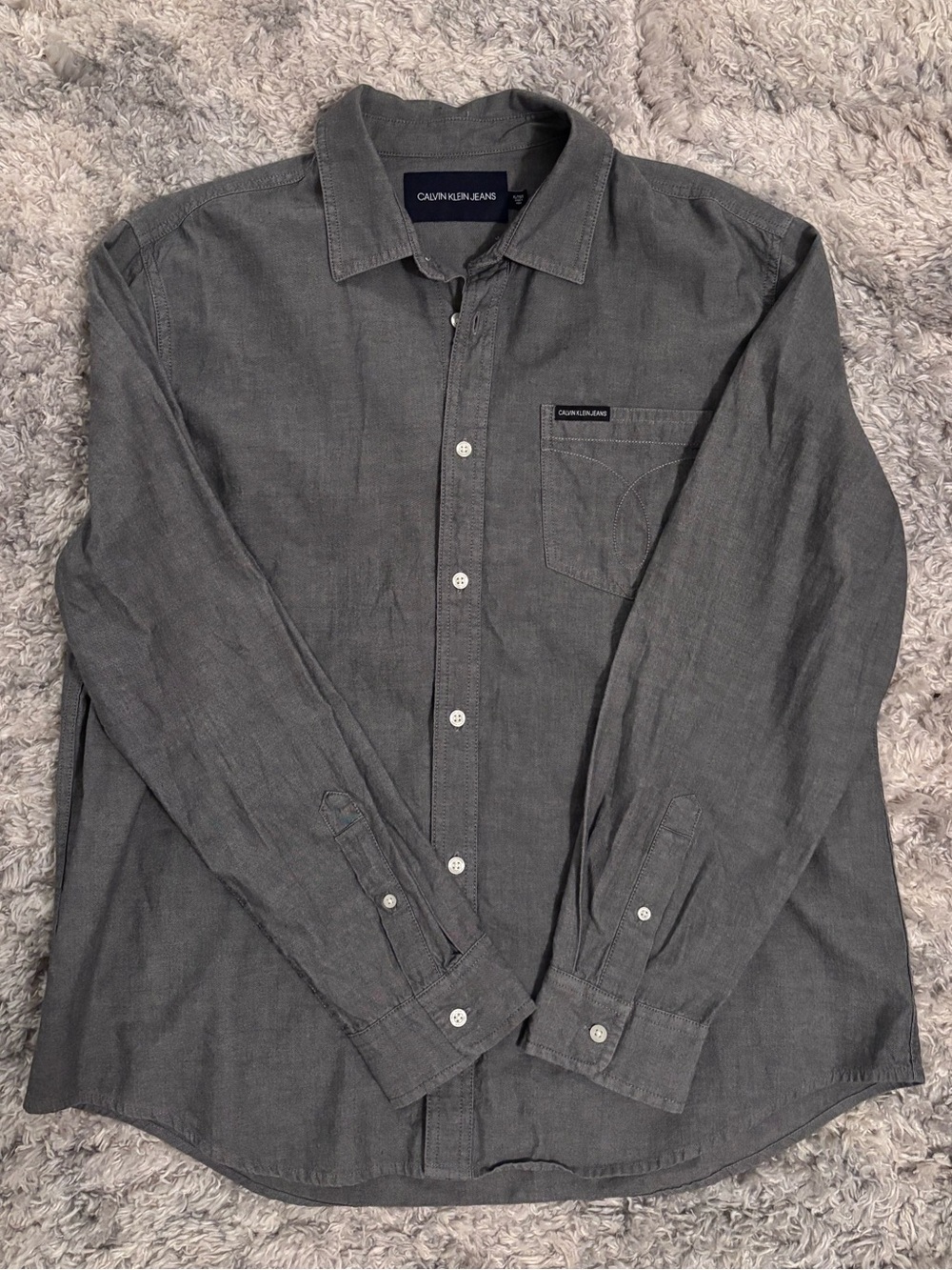 Calvin Klein Gray Button Down Dress Shirt